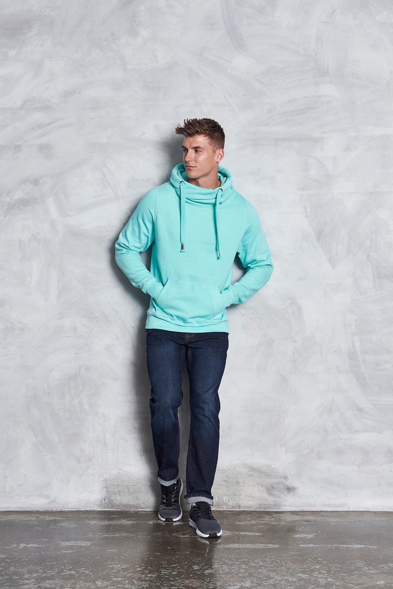 Cross Neck Hoodie- Justhoods (JH021)
